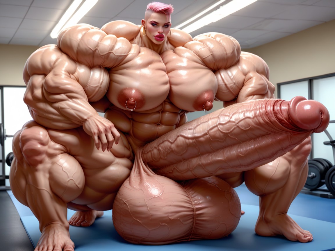 Penis Bigger Then Torso, Full Body View, Penis The Size Of The Gym Porno IA transsexuelle