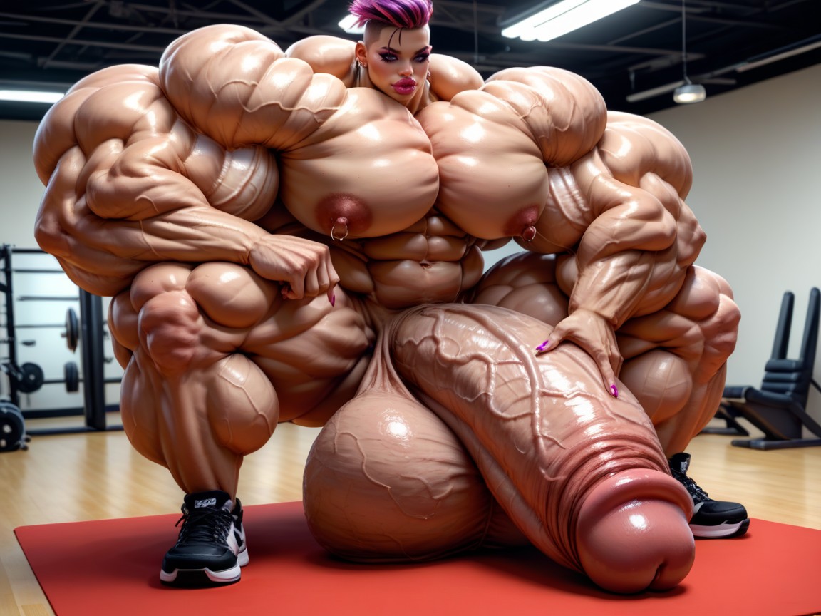25+, Hyper Gigantic Massive Biceps, Hyper Gigantic Lips ニューハーフAIポルノ