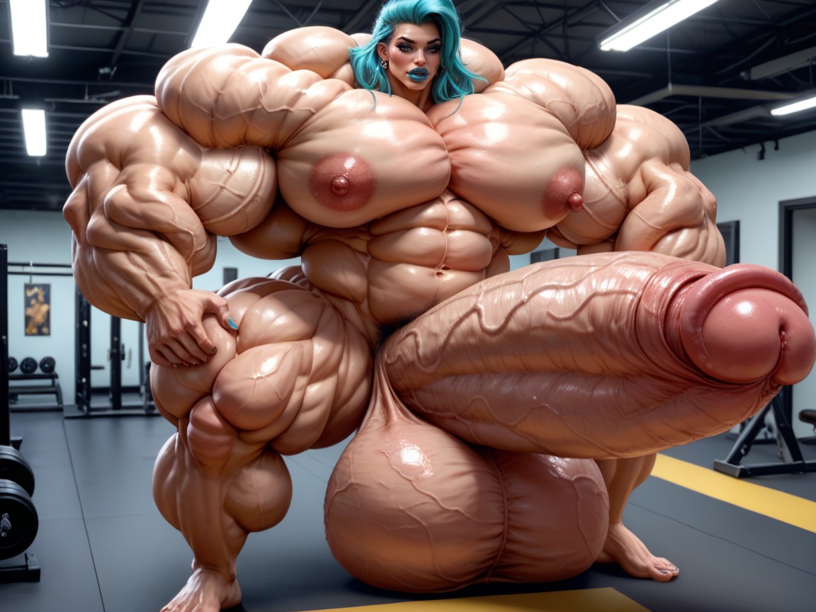 Hyper Long Penis, Hyper Oversized Gigantic Girthy Penis, ボディより大きいペニス ニューハーフAIポルノ