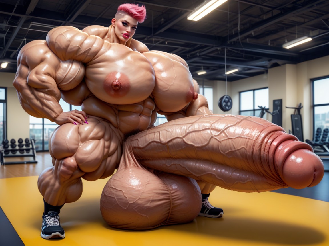 Hyper Gigantic Massive Penis, Hyper Long Penis, Hyper Absurdly Gigantic Balls Shemale AI Porn