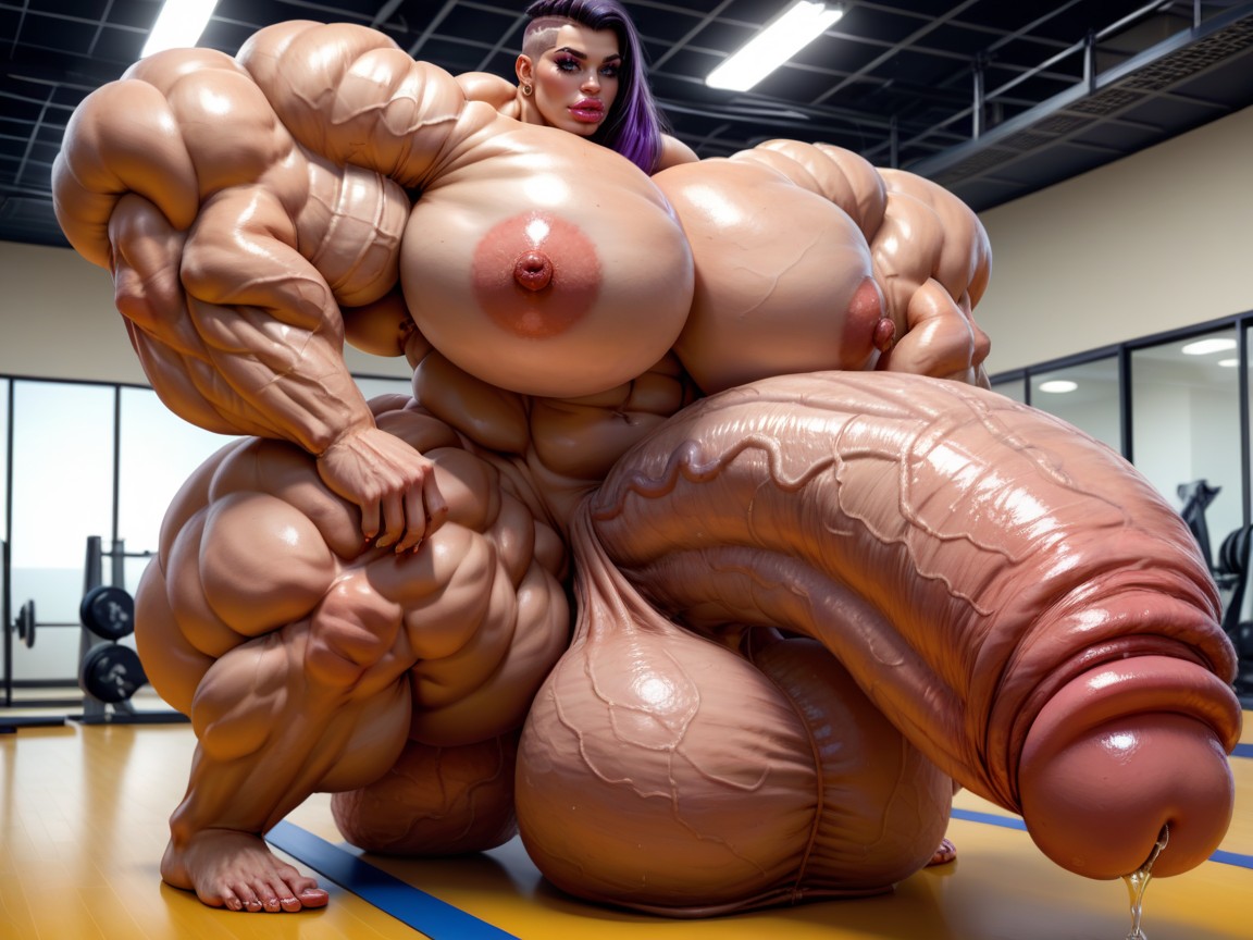 Hyper Gigantic Swollen Bimbo Lips, Naked, Muscle Women 人妖AI黃片