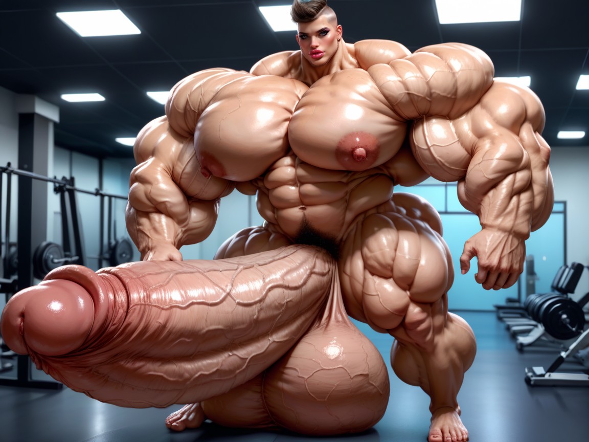 Penis The Size Of The Gym, Hyper Gigantic Large Lips, 平头 人妖AI色情