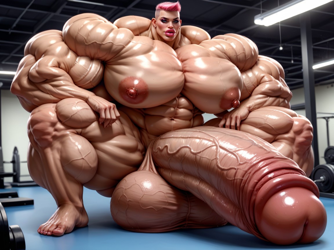 Hyper Oversized Muscle, 阴茎比身体大, Hyper Gigantic Balls 人妖AI黃片