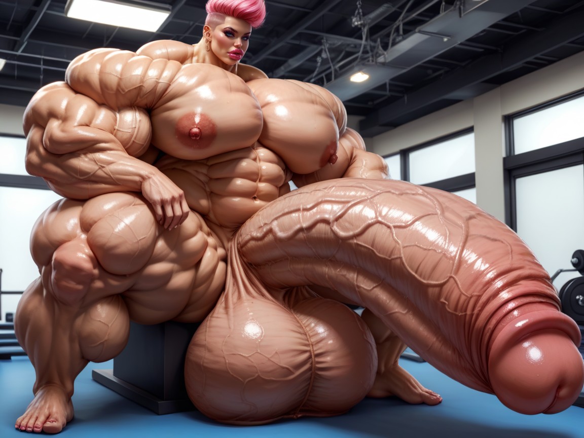 阴茎比身体大, Hyper Gigantic Lips, Hyper Absurdly Oversized Gigantic Muscle 人妖AI黃片