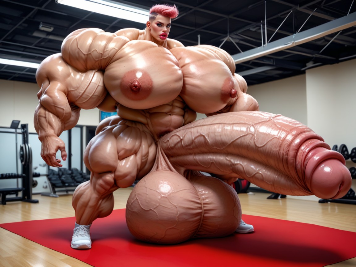 Gorgeous Face, Hyper Absurdly Gigantic Balls, Hyper Gigantic Balls Travesti IA Pornô