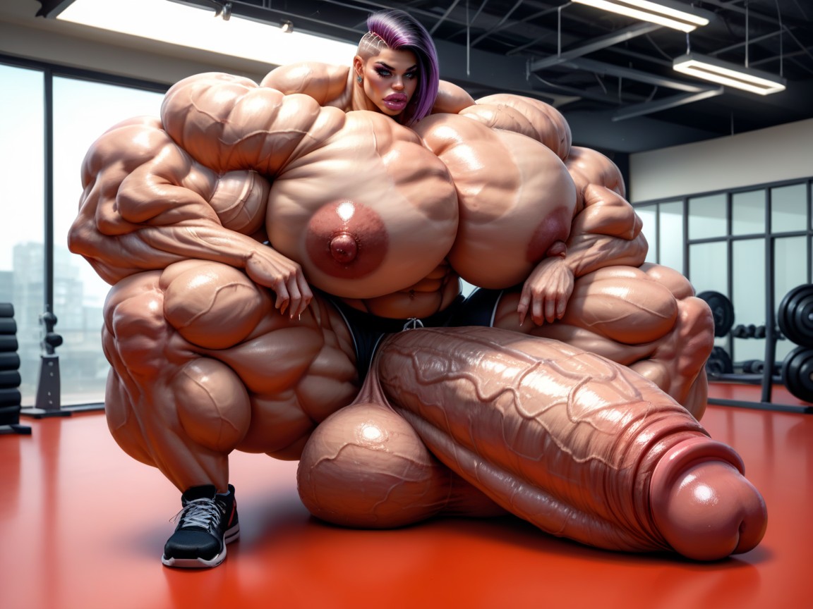 둥근 엉덩이, Hyper Absurdly Oversized Penis, Gorgeous Face 쉬메일 AI 포르노