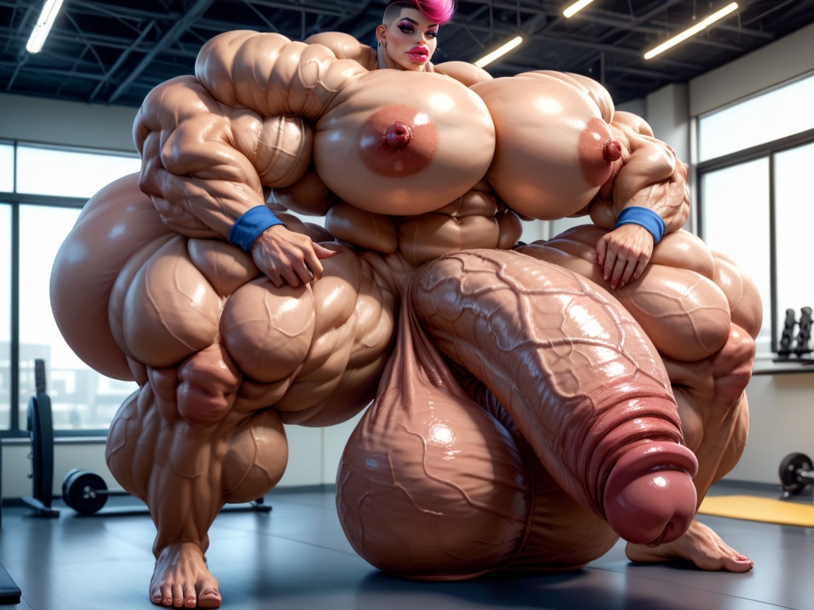 Hdr, Hyper Gigantic Balls, Rounded Breast Shemale AI Porn
