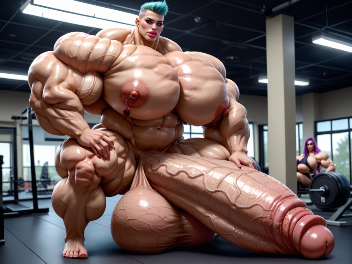 Hyper Gigantic Massive Biceps, Hyper Gigantic Massive Penis, Hyper Muscle Growth Travesti IA Pornô