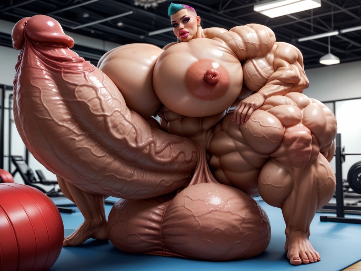 Hyper Absurdly Oversized Penis, Naked, Giant Bulging Penis Porno IA transsexuelle