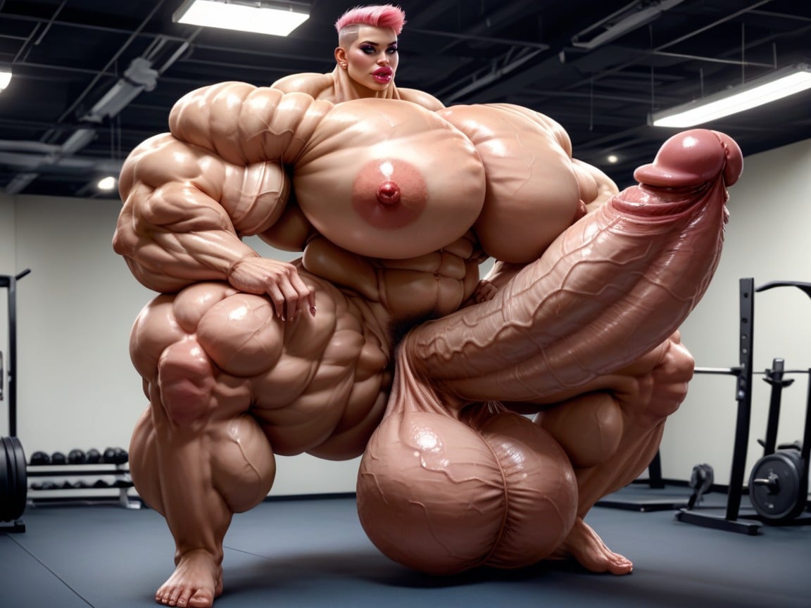 Hyper Absurdly Gigantic Balls, Ultra Detailed Face, Penis Bigger Then Torso Porno IA transsexuelle