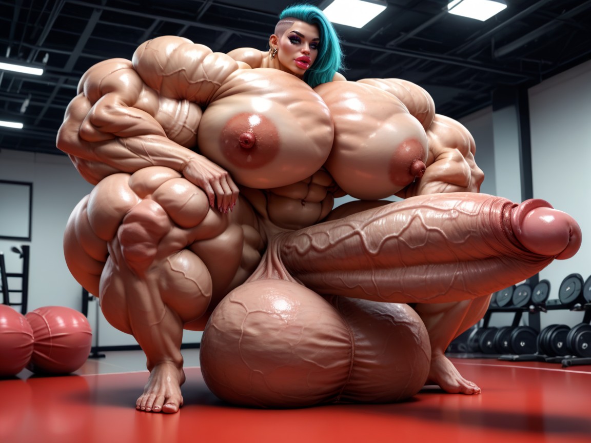 Hyper Oversized Muscle, Super Model, Penis The Size Of The Gym ニューハーフAIポルノ