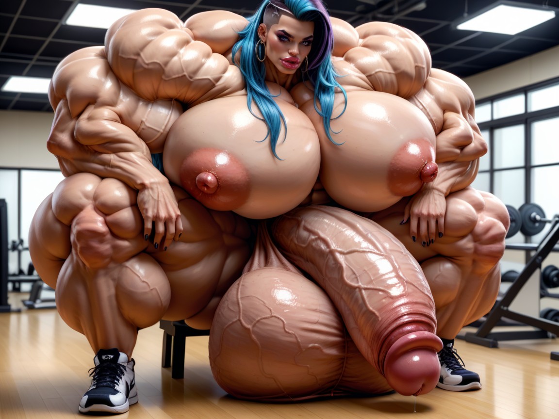 Hyper Gigantic Balls, Hyper Gigantic Abs, Balls Are Big Enough To Touch The Floor Travesti IA Pornô