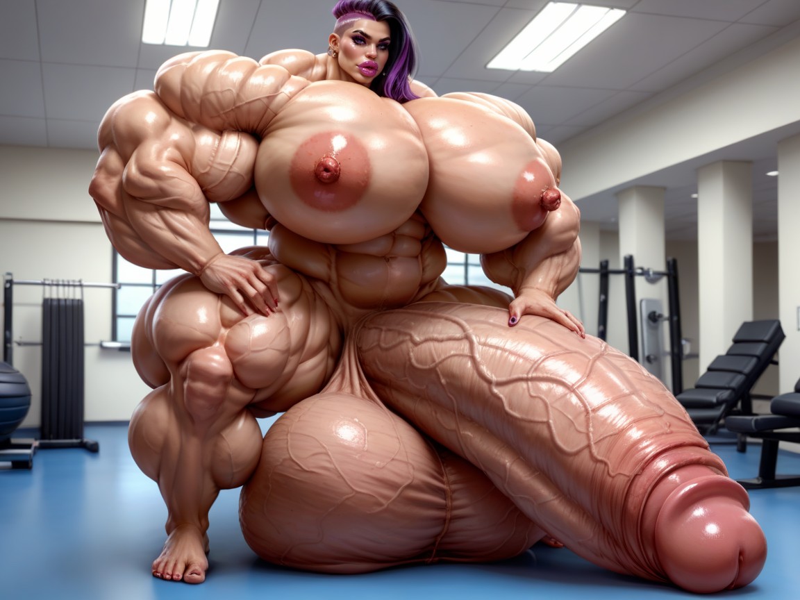 Hyper Goth Bimbo, Super Model, Hyper Gigantic Balls Porno IA transsexuelle
