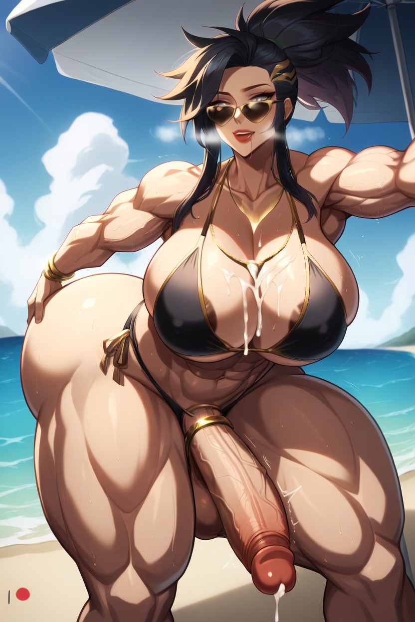 Masturbation, Sweaty, Beach Shemale AI Porn