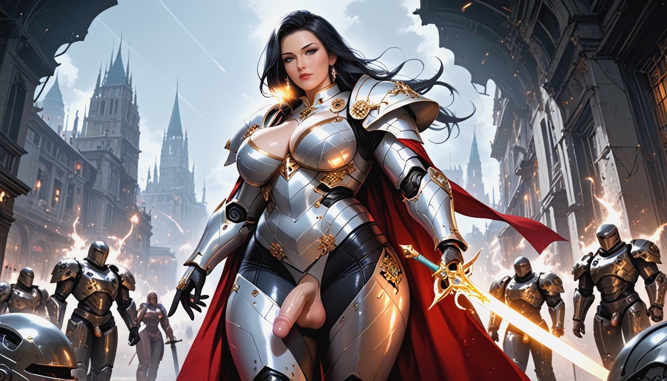 Angular Armor Edges, Sword On Back, Futuristic Plate Armor Shemale AI Porn