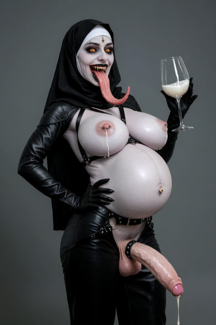 18+, Nipple Piercing, Demonic Face Shemale AI Porn