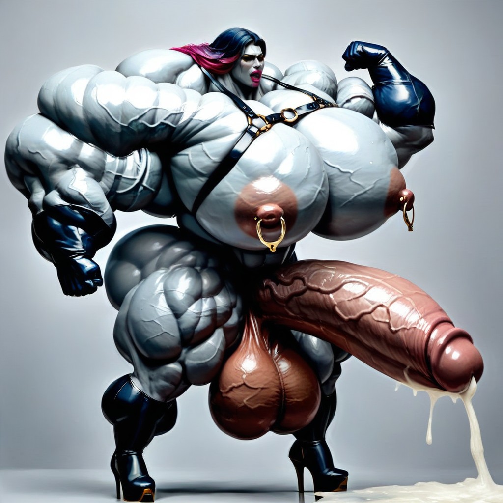 Hyper Gigantic Muscles, Impossibly Long Hyper Penis, Extremely Large Ass Shemale AI Porn