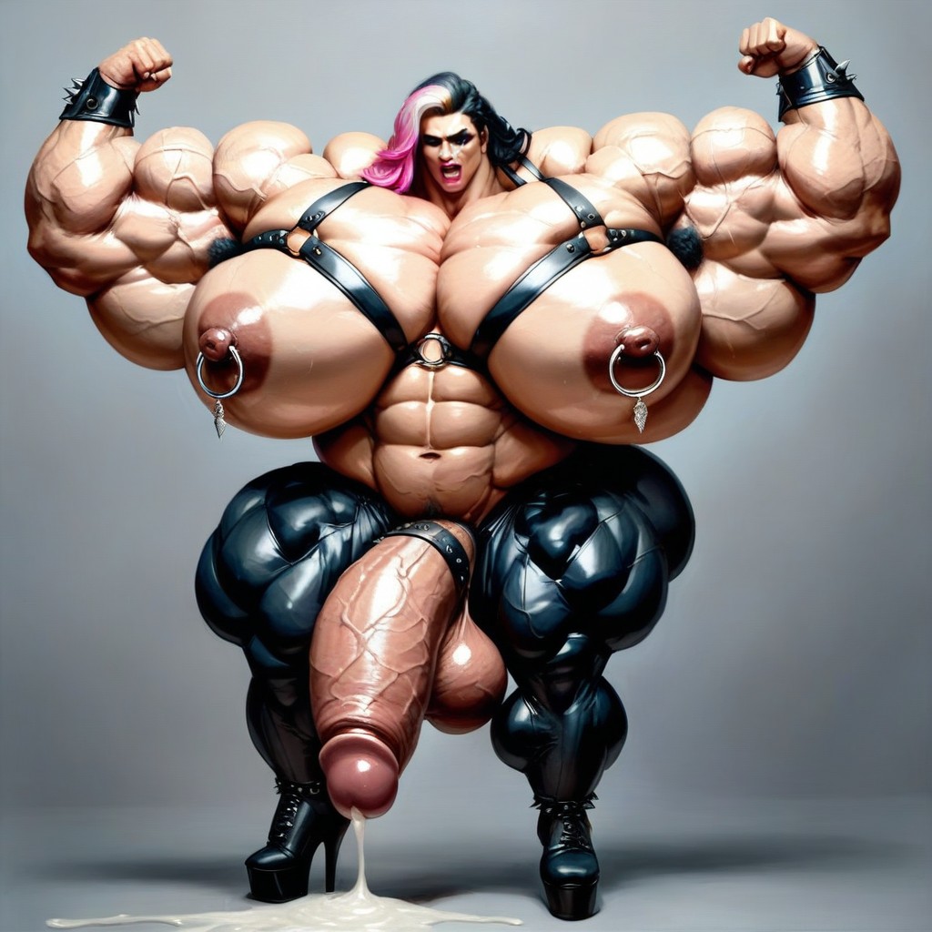 Gigantic Muscular Scalene, Gigantic Muscular Shoulders, Extremely Large Ass Shemale AI Porn