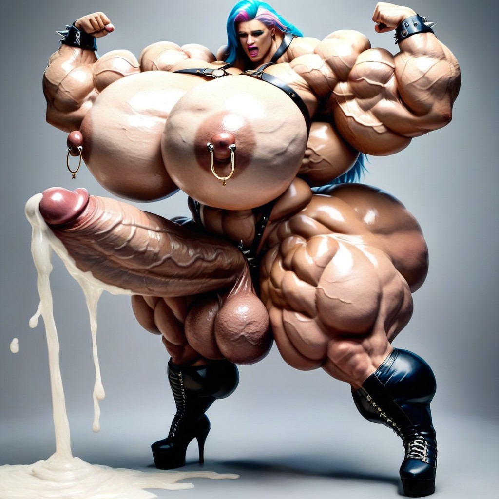 Stylish Heeled Sandals, Impossibly Long Hyper Penis, Exaggerated Vascularity Shemale AI Porn