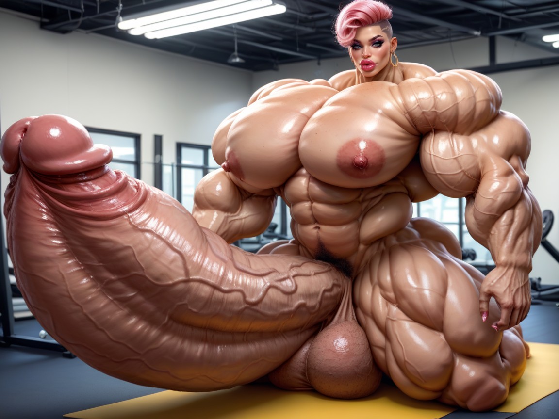 Rounded Ass, Rounded Breast, Hyper Gigantic Lips Shemale AI Porn