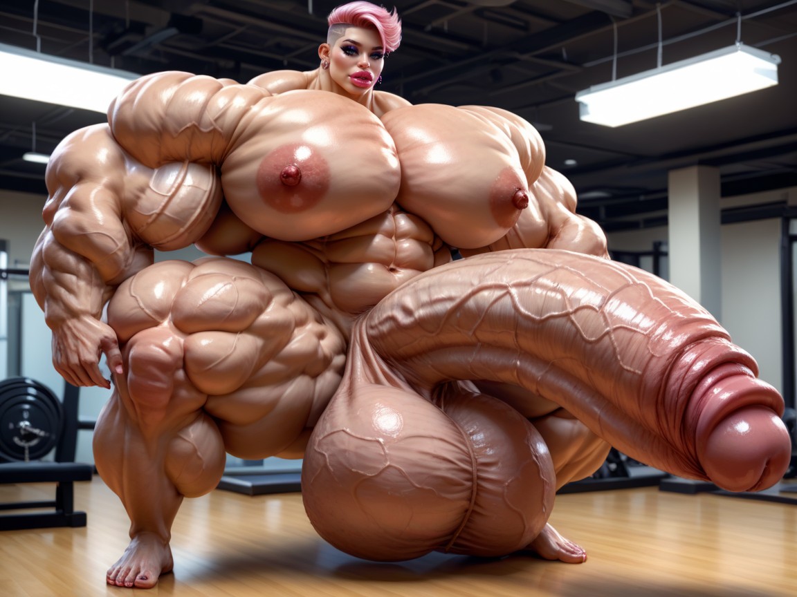 Muscle Women, Hyper Gigantic Glans, Rounded Breast Shemale AI Porn