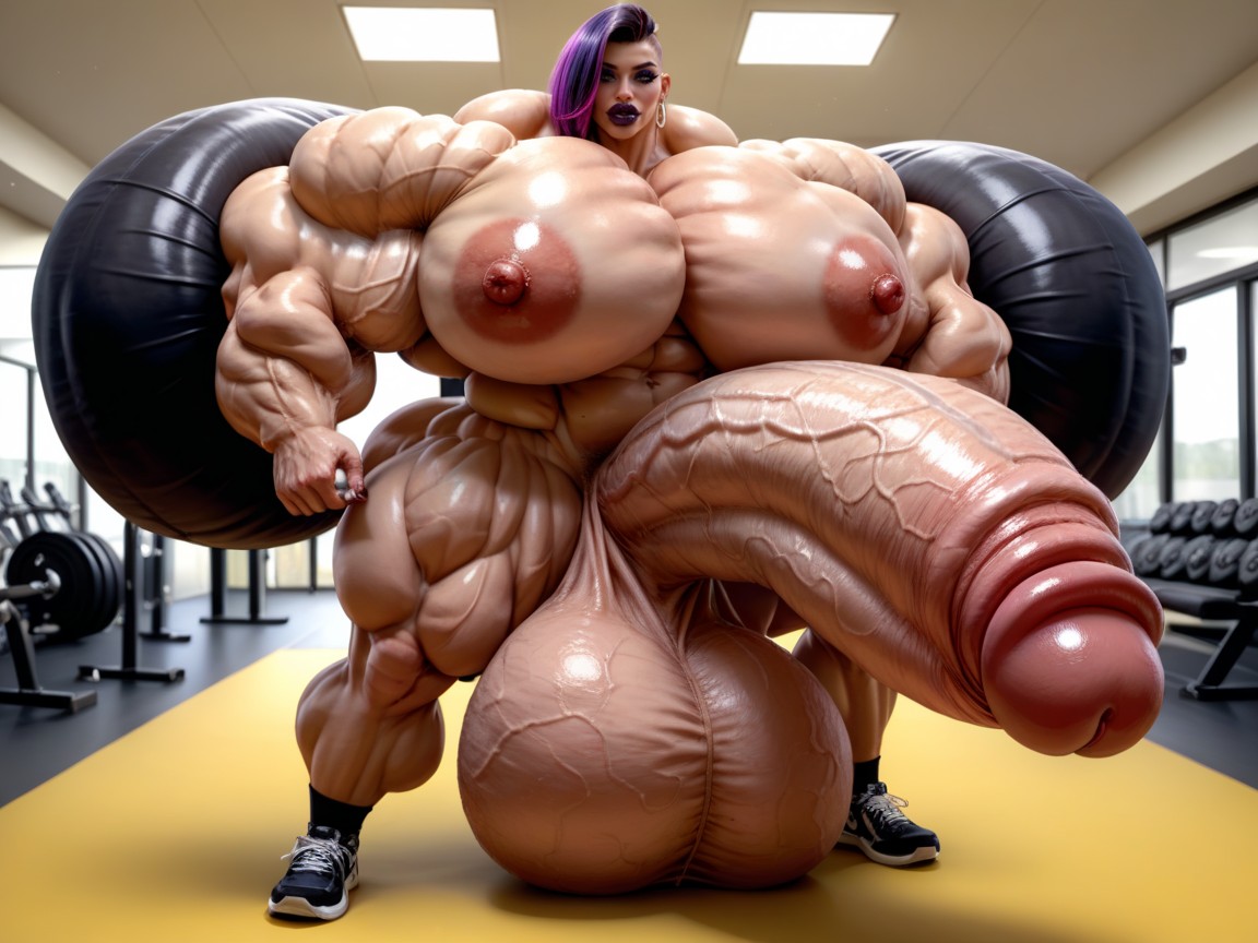 Hyper Gigantic Lips, Hyper Absurdly Enormous Massive Muscle Women, Hyper Gigantic Penis Shemale AI Porn