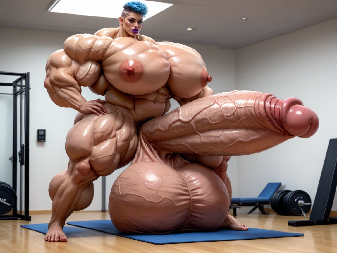 Gorgeous Face, Hyper Gigantic Abs, Hyper Muscle Growth Porno shemale IA