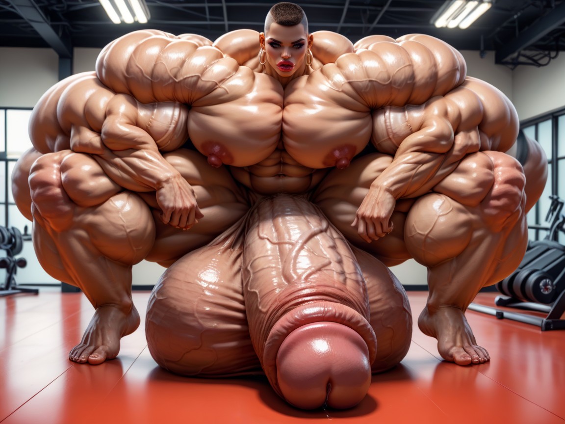 Penis Bigger Than Body, Hyper Oversized Muscle, Balls Are Big Enough To Touch The Floor Shemale AI Porn