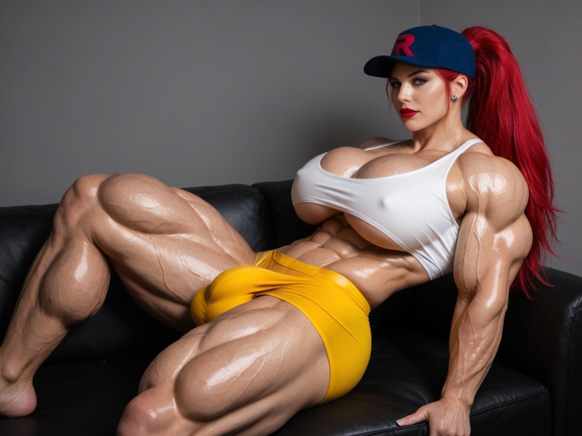 Muscular Veins, Abs Exposed, Hyper Muscular Shemale AI Porn