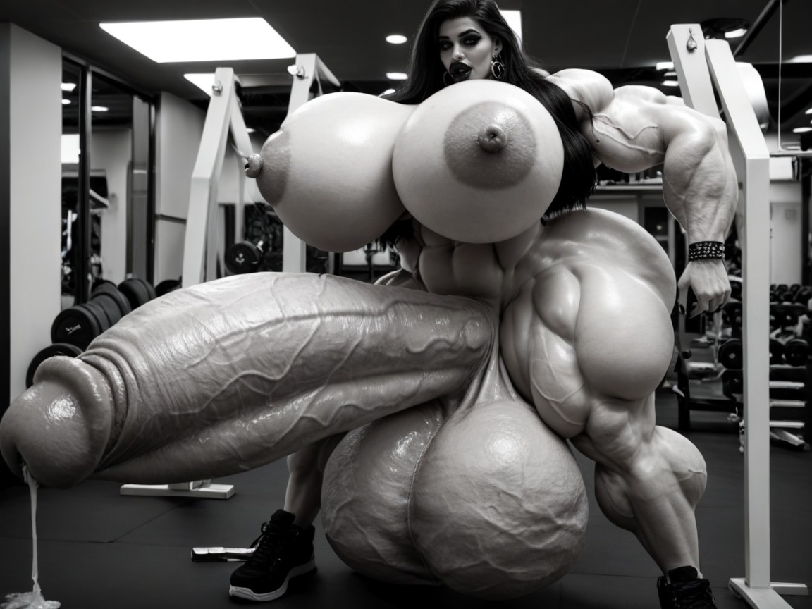 Hyper Gigantic Large Lips, Hyper Goth Bimbo, Hdr Shemale AI Porn
