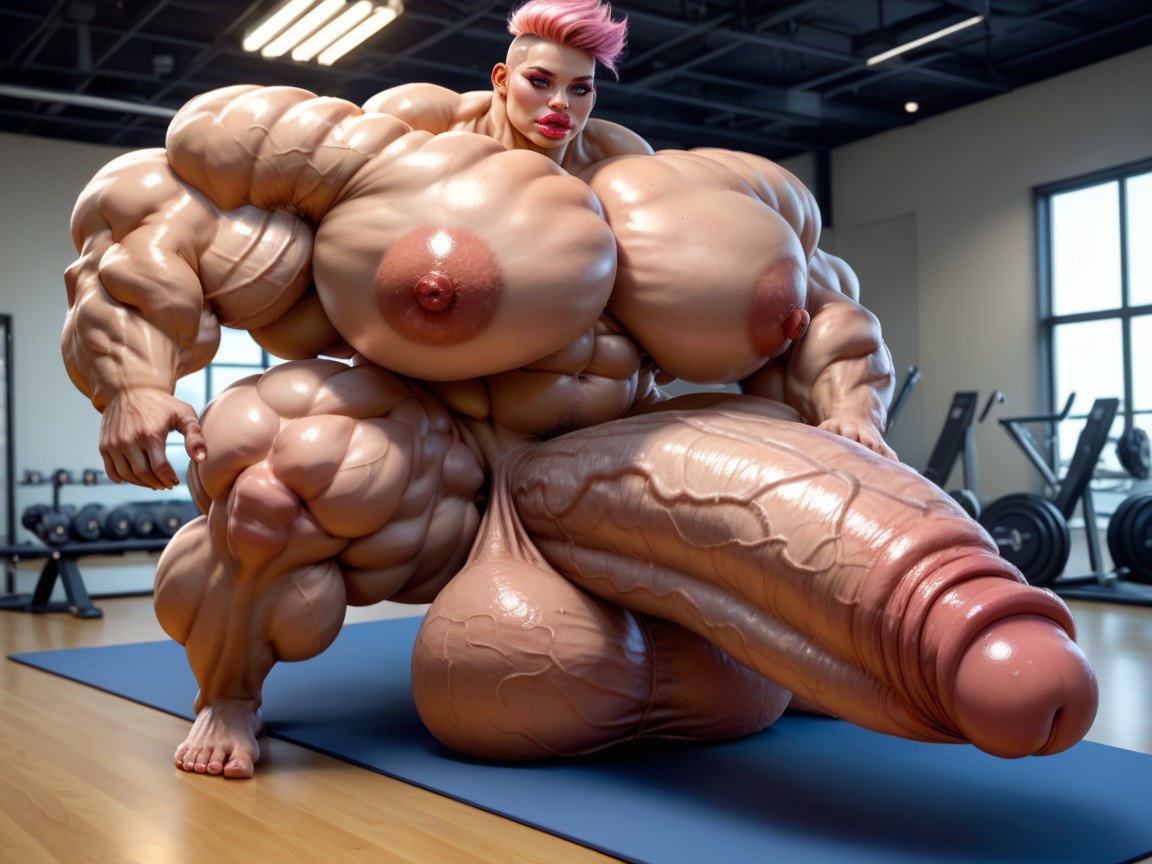 Muscle Women, Balls Are Just Too Gigantic, Hyper Gigantic Glans Shemale AI Porn
