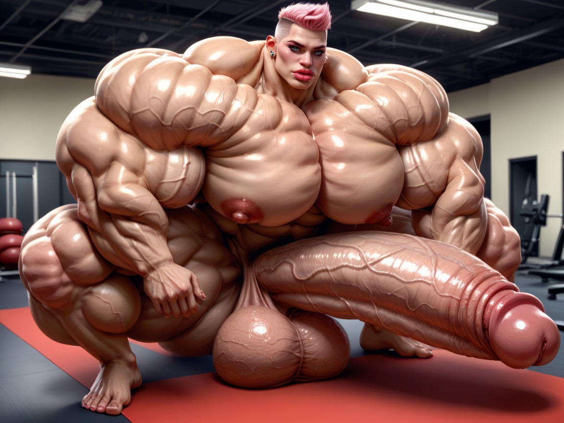 Muscle Women, Rounded Breast, Hyper Gigantic Massive Penis Shemale AI Porn