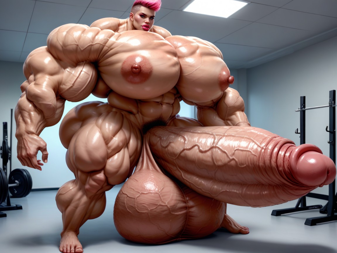 Balls Are Just Too Gigantic, Hyper Oversized Muscle, Extremely Muscular Shemale AI Porn