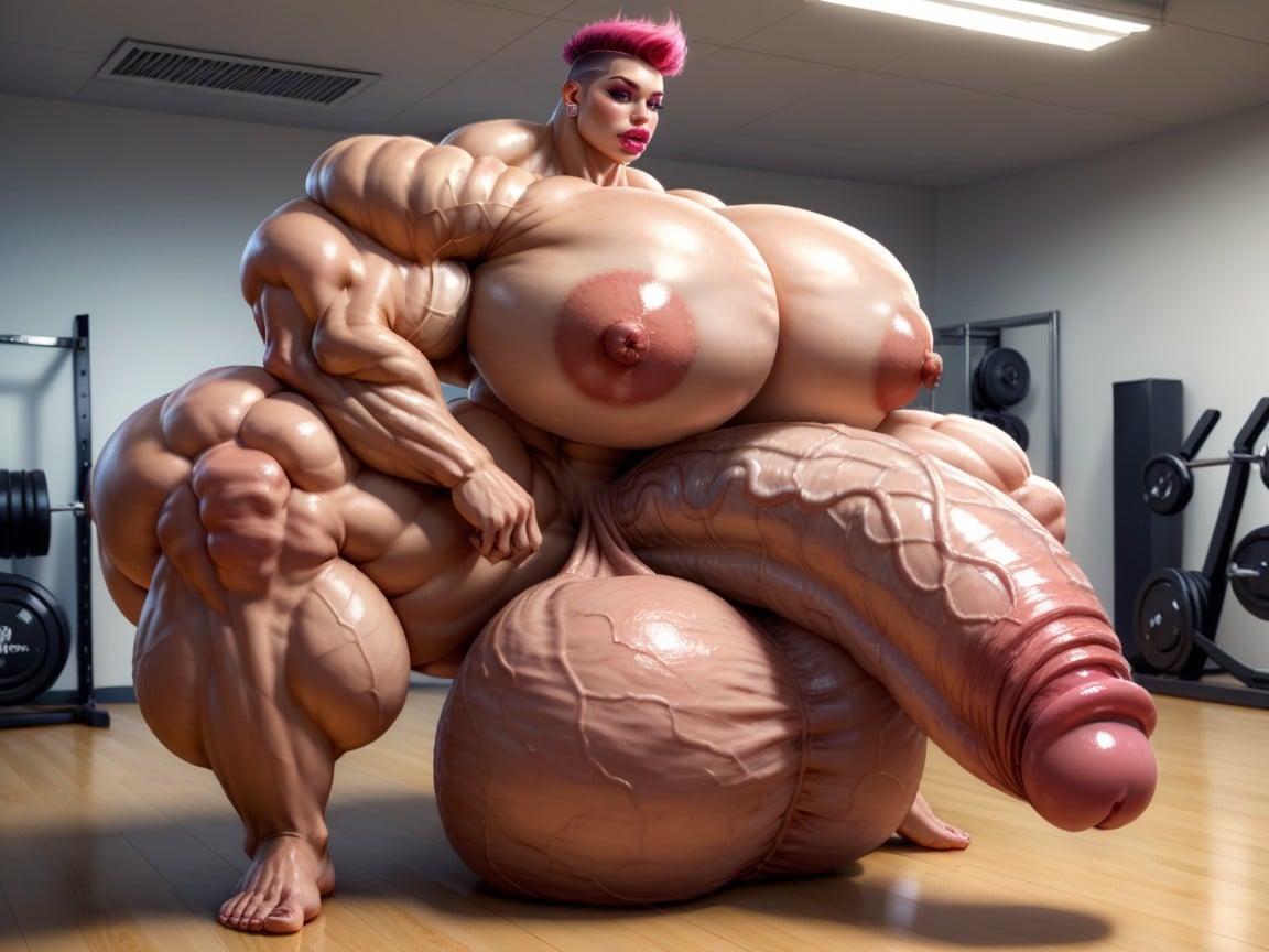 25+, Hyper Gigantic Massive Biceps, Hyper Gigantic Penis Shemale AI Porn