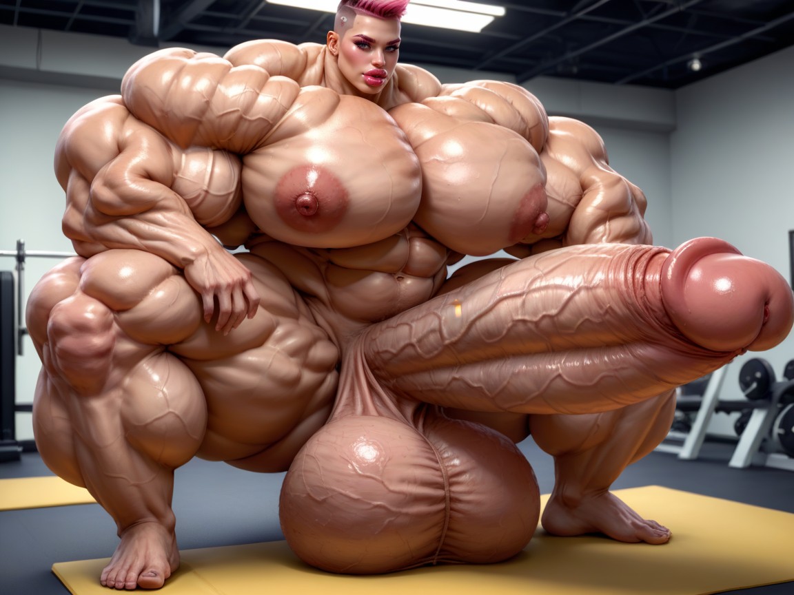 Hyper Gigantic Balls, Hyper Oversized Penis, Hyper Gigantic Penis Shemale AI Porn