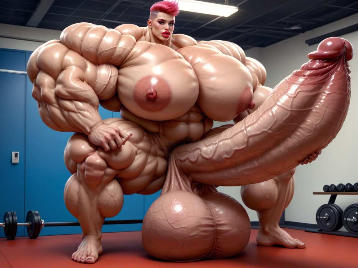 Penis Is Just Way Too Gigantic, Hyper Gigantic Balls, Giant Bulging Penis Shemale AI Porn