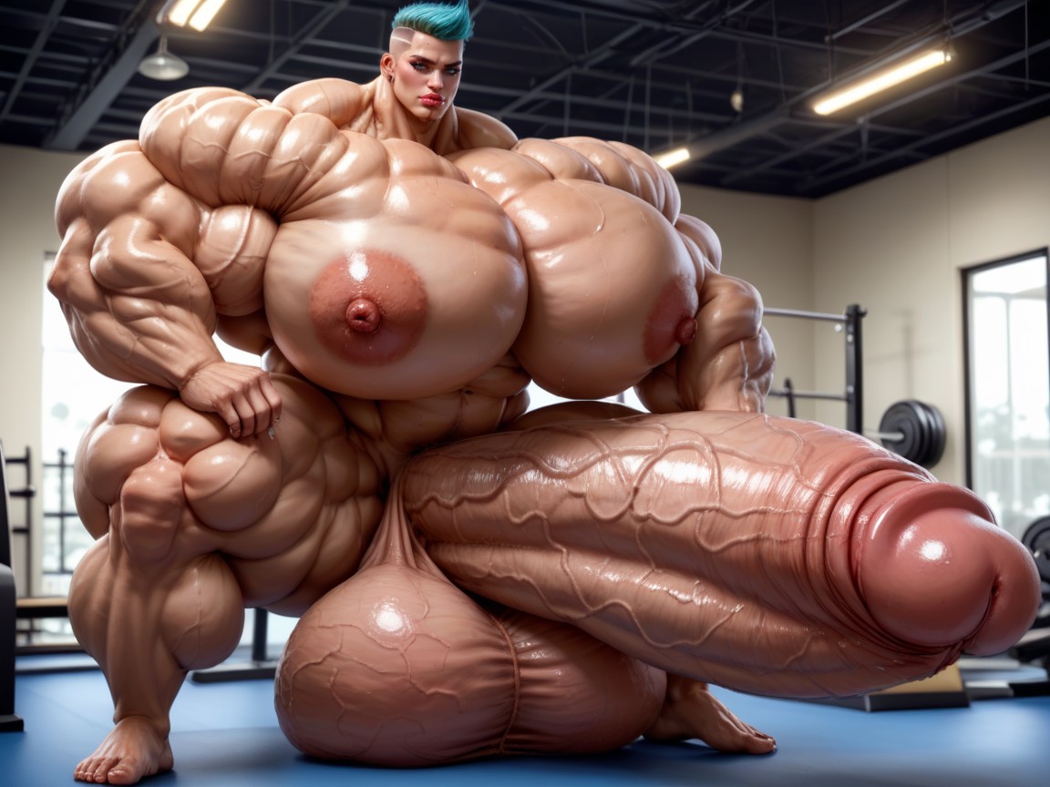 Huge Veins On Penis, Hyper Gigantic Swollen Bimbo Lips, Buzzcut Shemale AI Porn