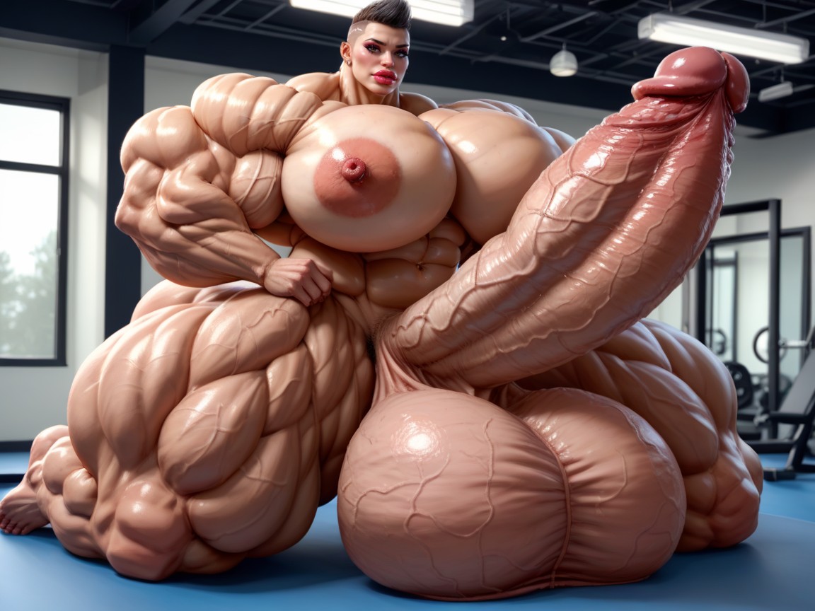 Extremely Muscular, Hdr, Hyper Oversized Muscle Shemale AI Porn