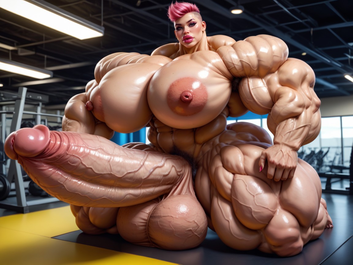 Hyper Long Penis, Hyper Oversized Gigantic Girthy Penis, Hyper Gigantic Glans Shemale AI Porn