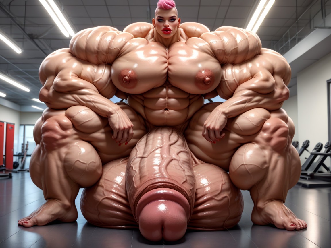 Hyper Absurdly Oversized Penis, Hyper Oversized Muscle, Penis Is Just Way Too Gigantic Shemale AI Porn