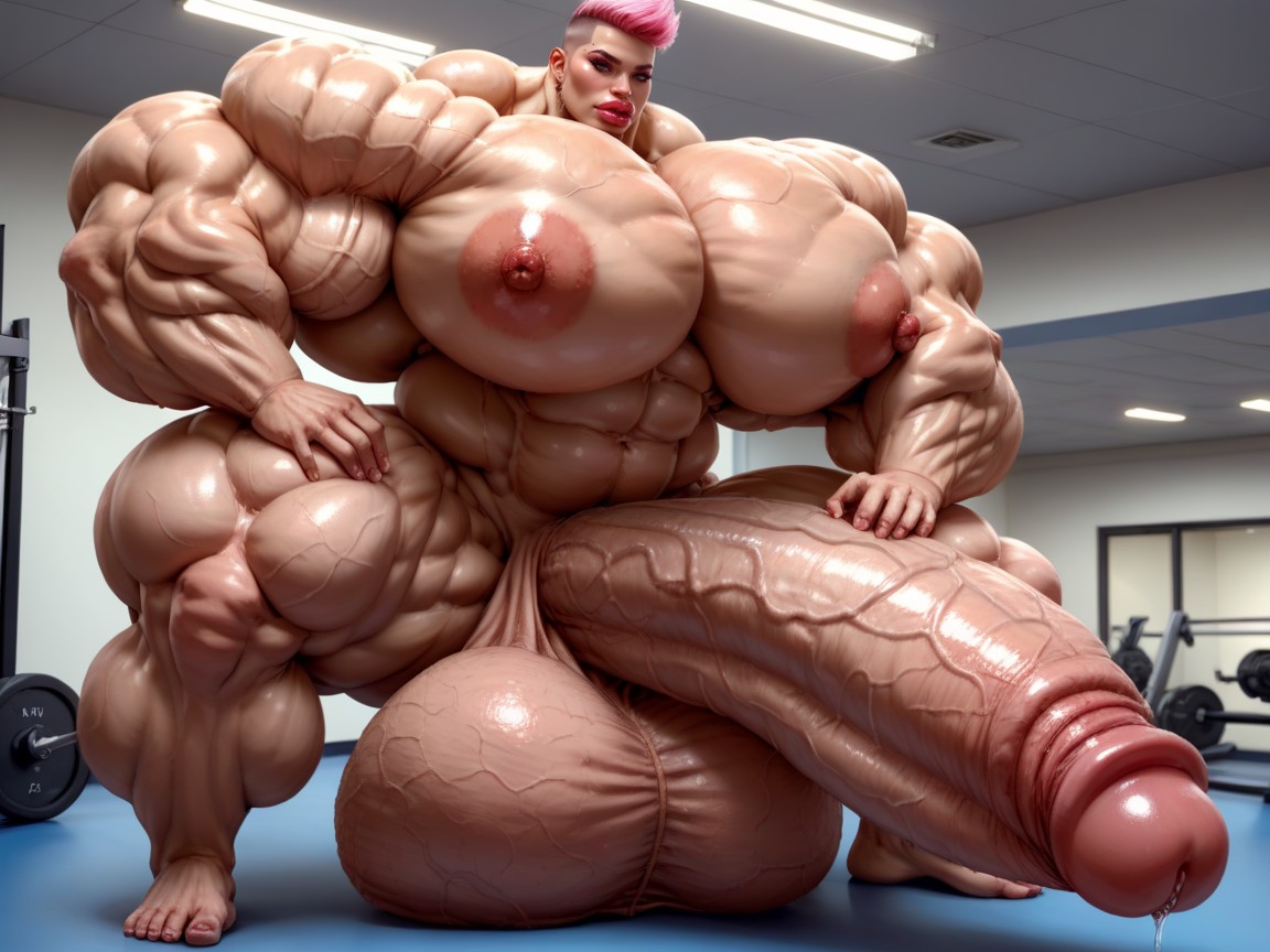 Penis Is Just Way Too Gigantic, Hyper Gigantic Biceps, Hyper Gigantic Massive Penis Shemale AI Porn