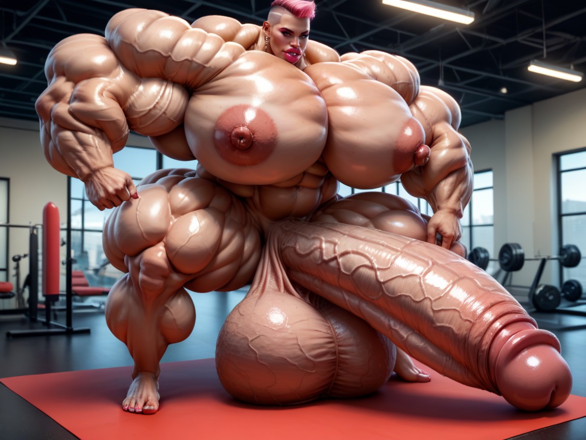 Super Model, Hyper Absurdly Oversized Penis, Giant Bulging Penis Shemale AI Porn
