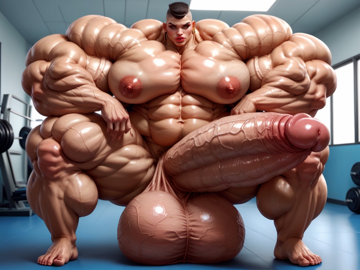 Hyper Gigantic Large Lips, Hyper Gigantic Massive Biceps, Hyper Gigantic Balls Shemale AI Porn