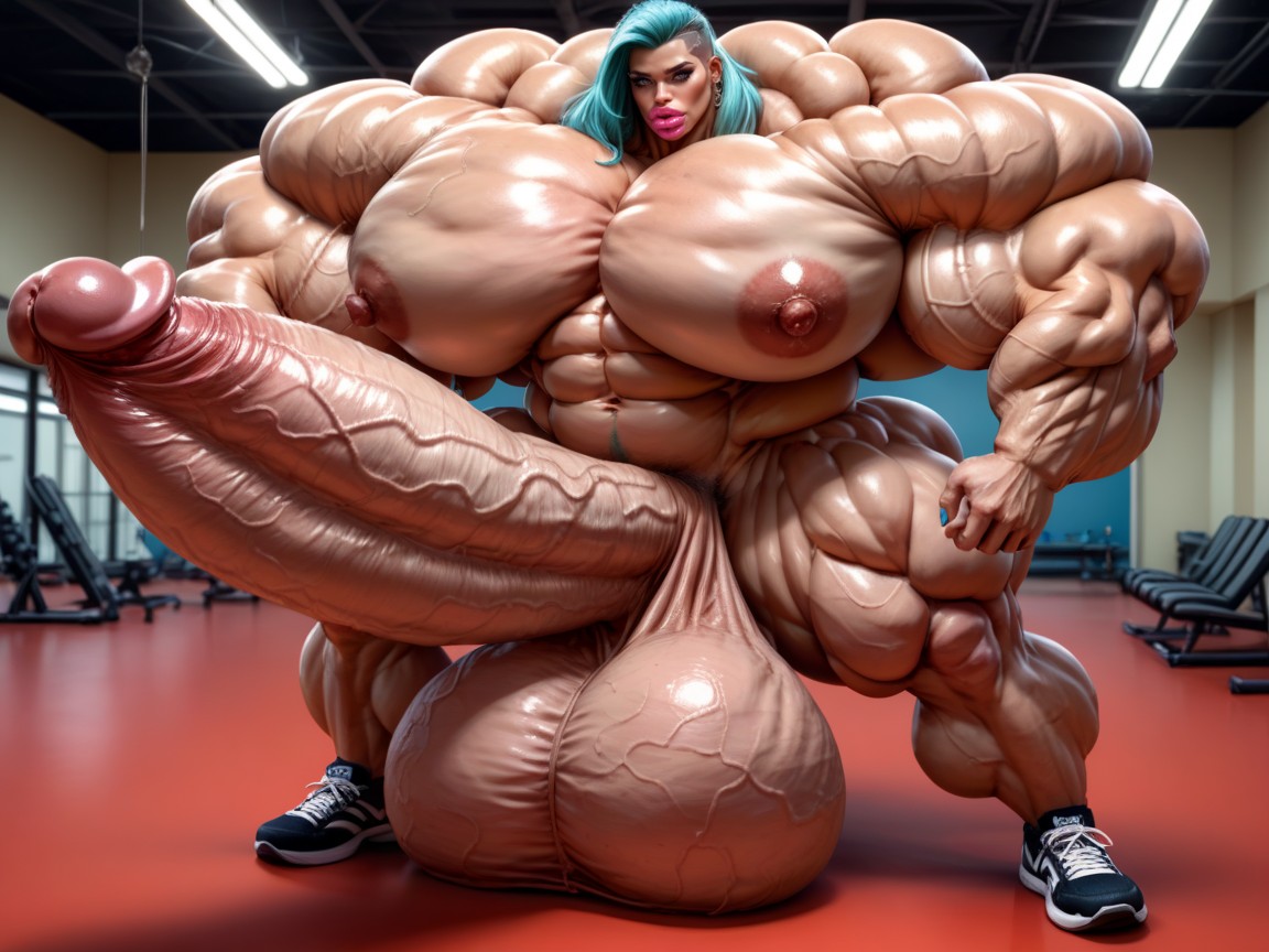 Nude Hyper Futanari With Hyper Gigantic Penis, 25+, Rounded Breast Shemale AI Porn