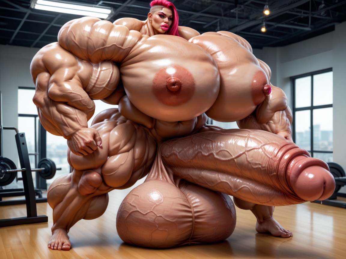 Hyper Gigantic Abs, Full Body View, 25+ Porno IA transsexuelle