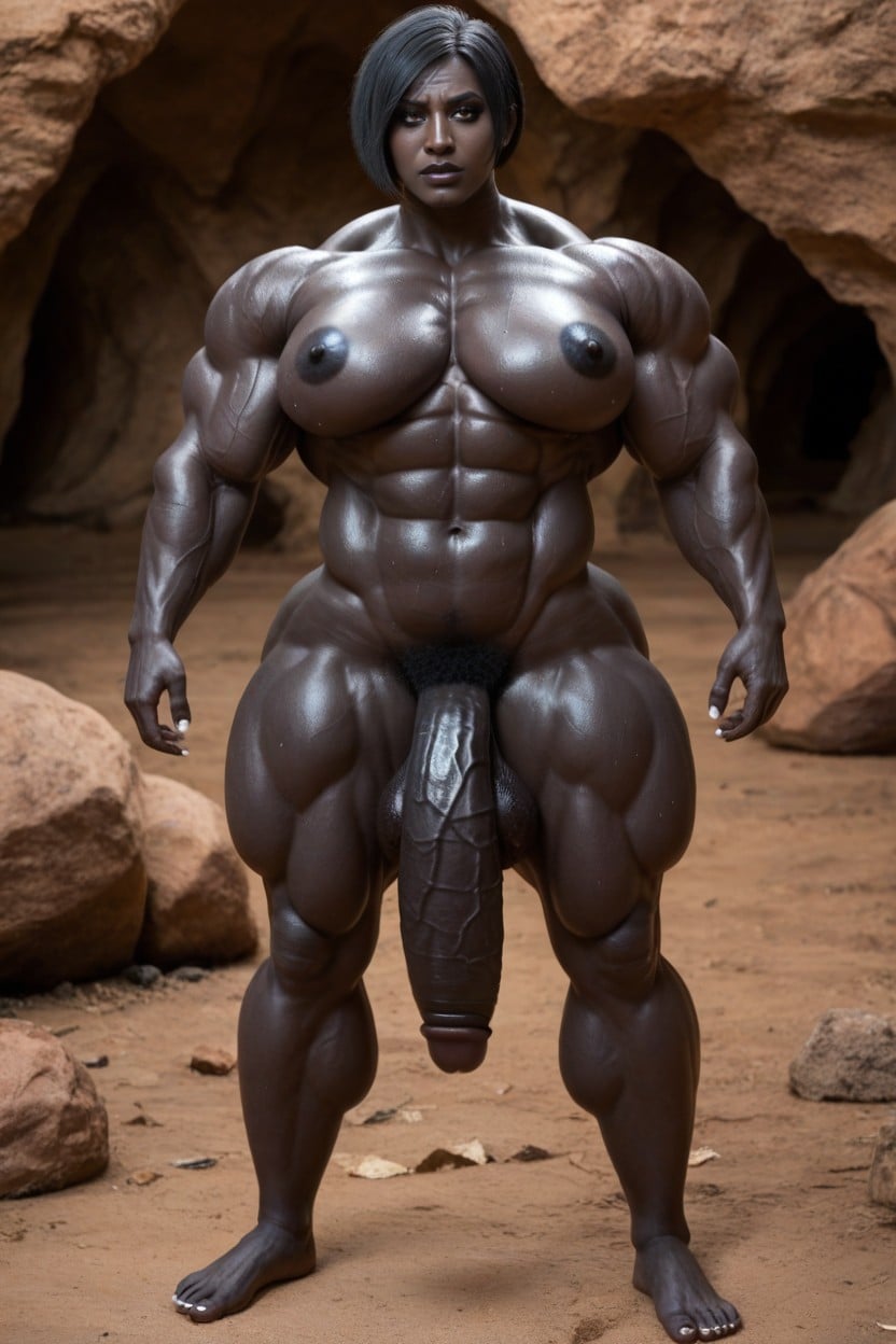 Front View, Huge Muscular Arms, Ft Tall Shemale AI Porn