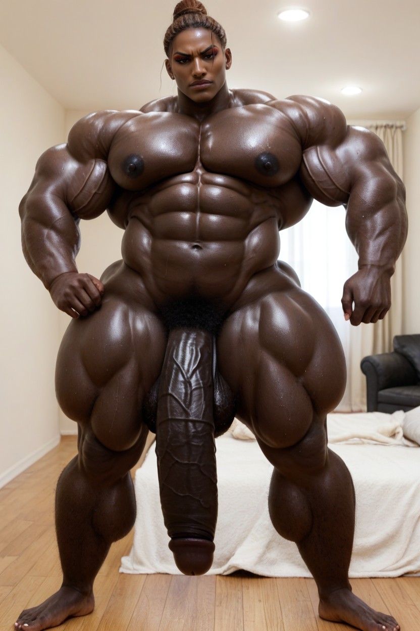 Thick Thighs, African, Thick Black Cock Shemale AI Porn