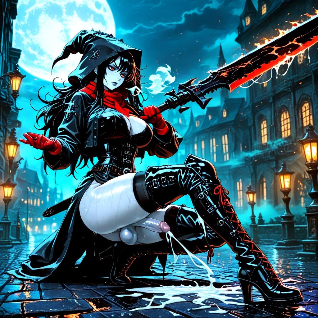 Anime Style, Belts, Gothic Coat Shemale AI Porn
