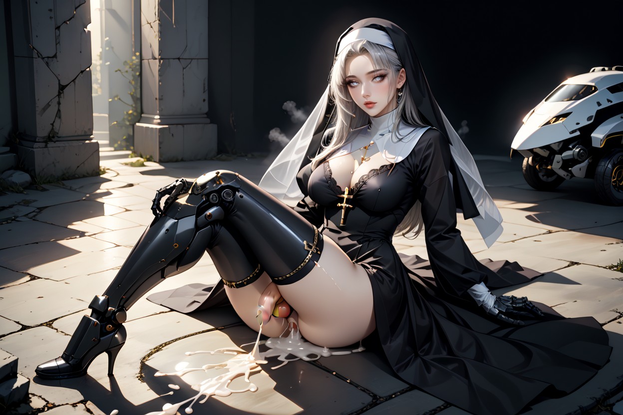 Dark Mechanical Details, Average Ass, Long Dress Shemale AI Porn