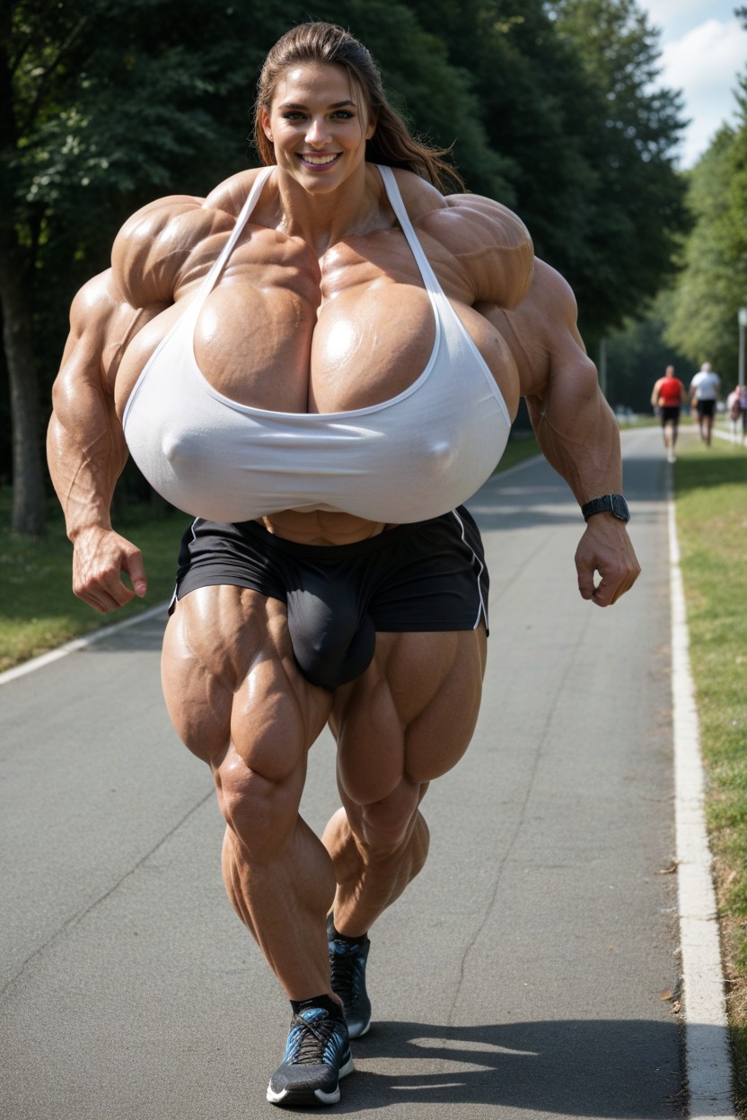 Veins, Muscular Woman, Gigantic Pectoralis Major Shemale AI Porn